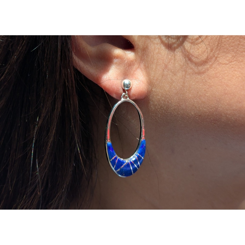 Handmade Native American Earrings Navajo Signed Jewelry Southwest Design ***